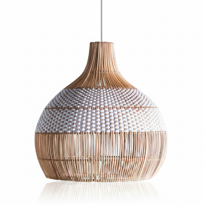 White Rattan Pendant Light Woven Rattan Lampshade