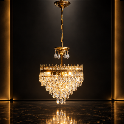 Elysée Crystal Chandelier – Tiered Gold Crystal Pendant Light