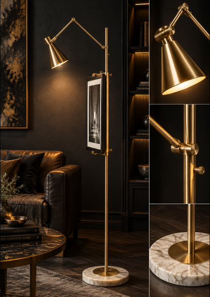 MARMORA Gold Marble Floor Lamp