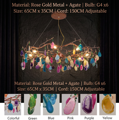 CALCEDONIA Agate Slice Ring Chandelier
