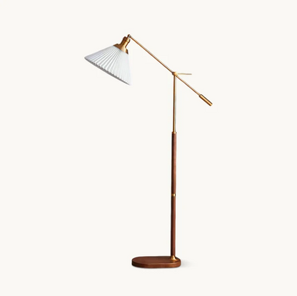 HALDEN Nordic Walnut & Gold Floor Lamp