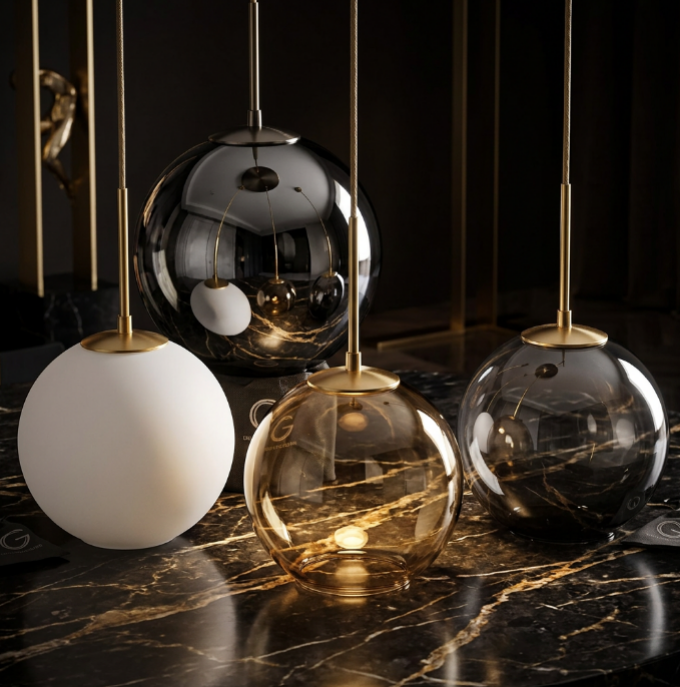 PERLAGE Glass Globe Cluster Chandelier