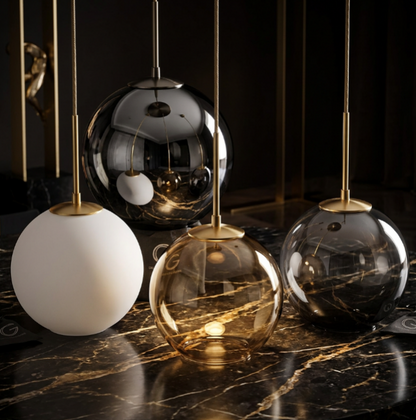 PERLAGE Glass Globe Cluster Chandelier
