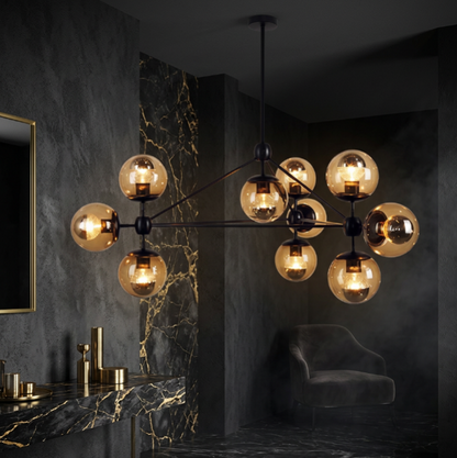 PERLAGE Glass Globe Cluster Chandelier