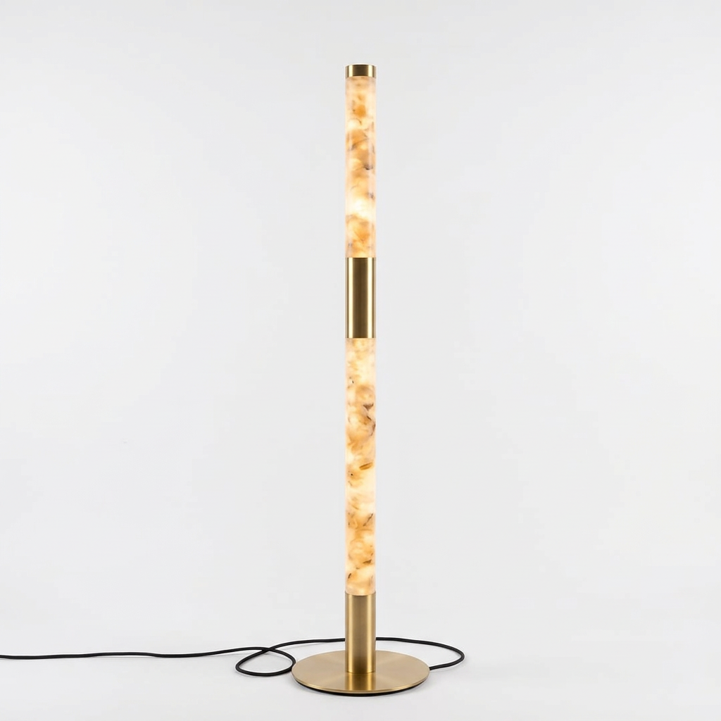SASSO Faux Marble & Gold LED Floor Lamp