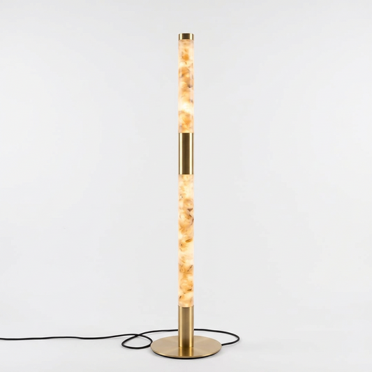 SASSO Faux Marble & Gold LED Floor Lamp