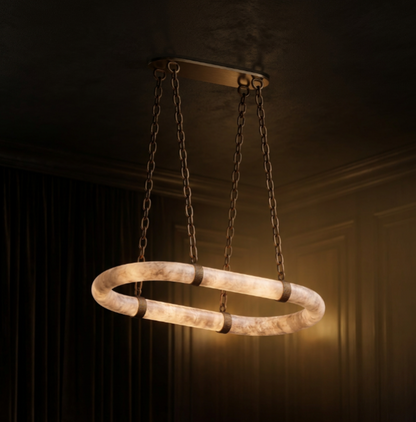 NUVOLA Floating Alabaster Linear Chandelier