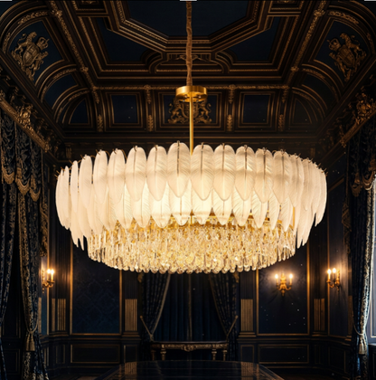 PIUMA White Feather Crystal Chandelier