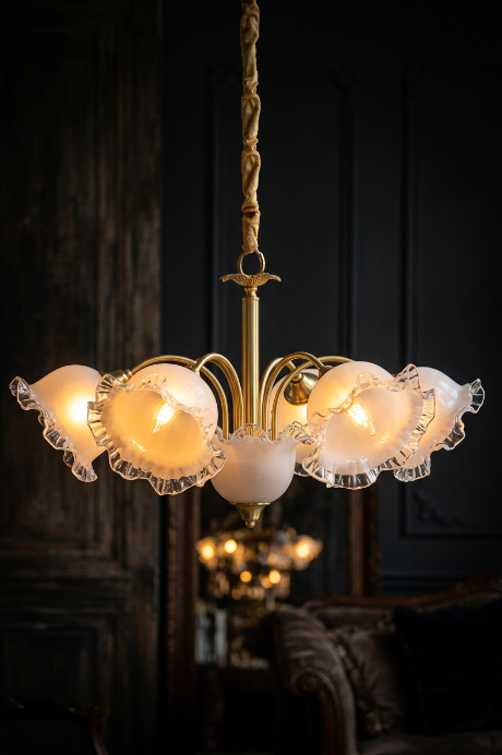 GIGLIO White Glass Flower Chandelier