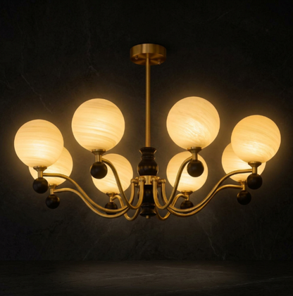 SFERA Walnut & Glass Globe Chandelier