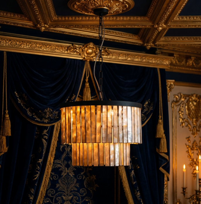 OSTRICA Mother of Pearl Tiered Chandelier
