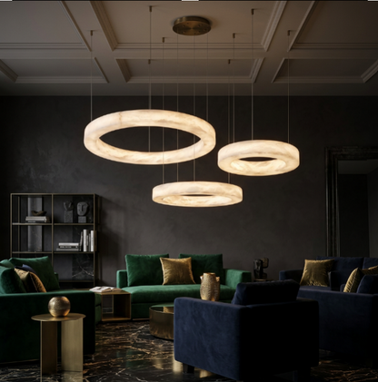 ECLISSI Brass & Alabaster Ring LED Chandelier