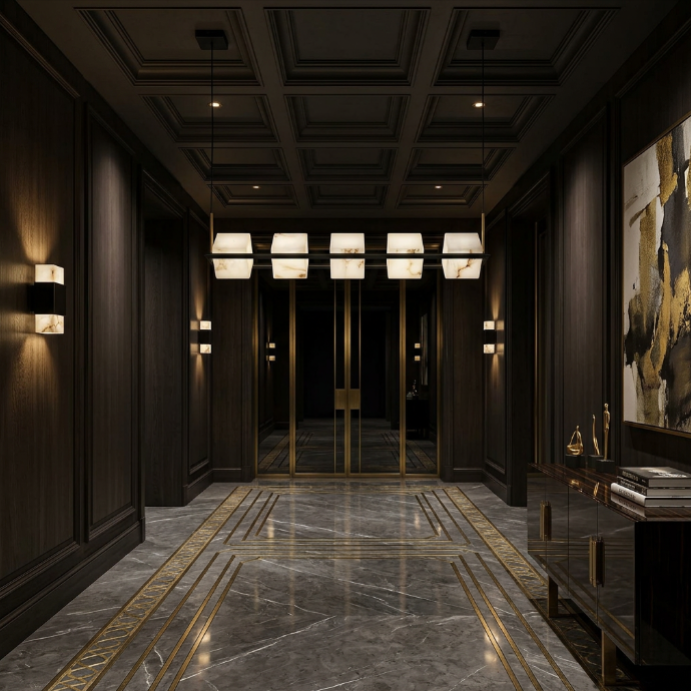 SCRIGNO Alabaster Box Chandelier