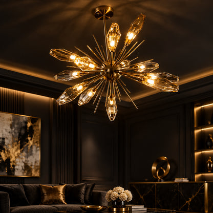 FUMELLA Smoky Glass Gold Chandelier