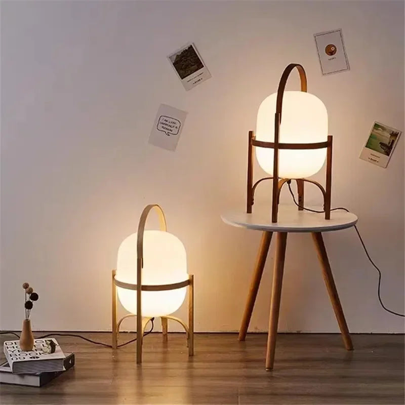 Cesta Wooden Lantern Table Lamp