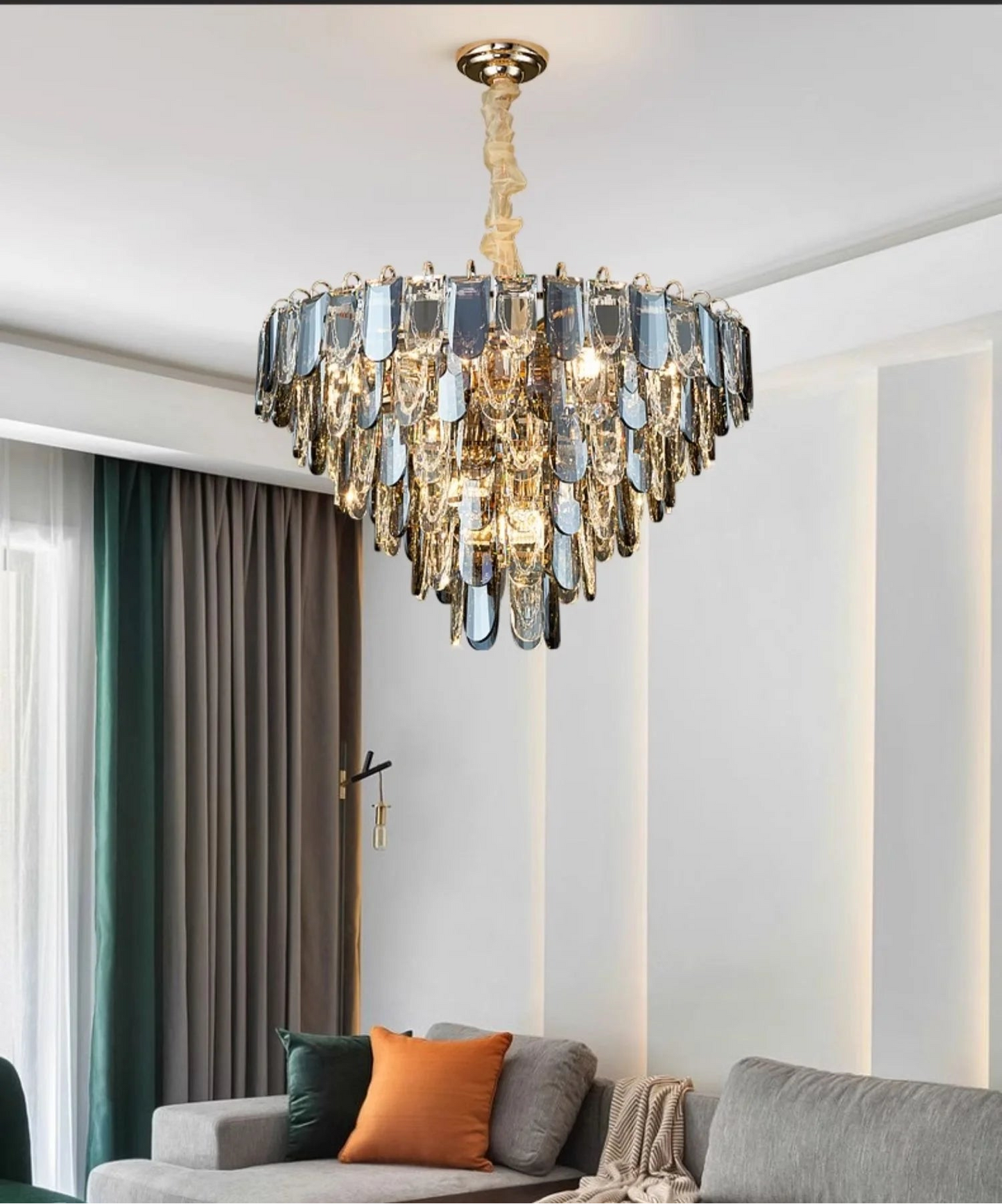 Lustro Cascade Crystal Feather Chandelier