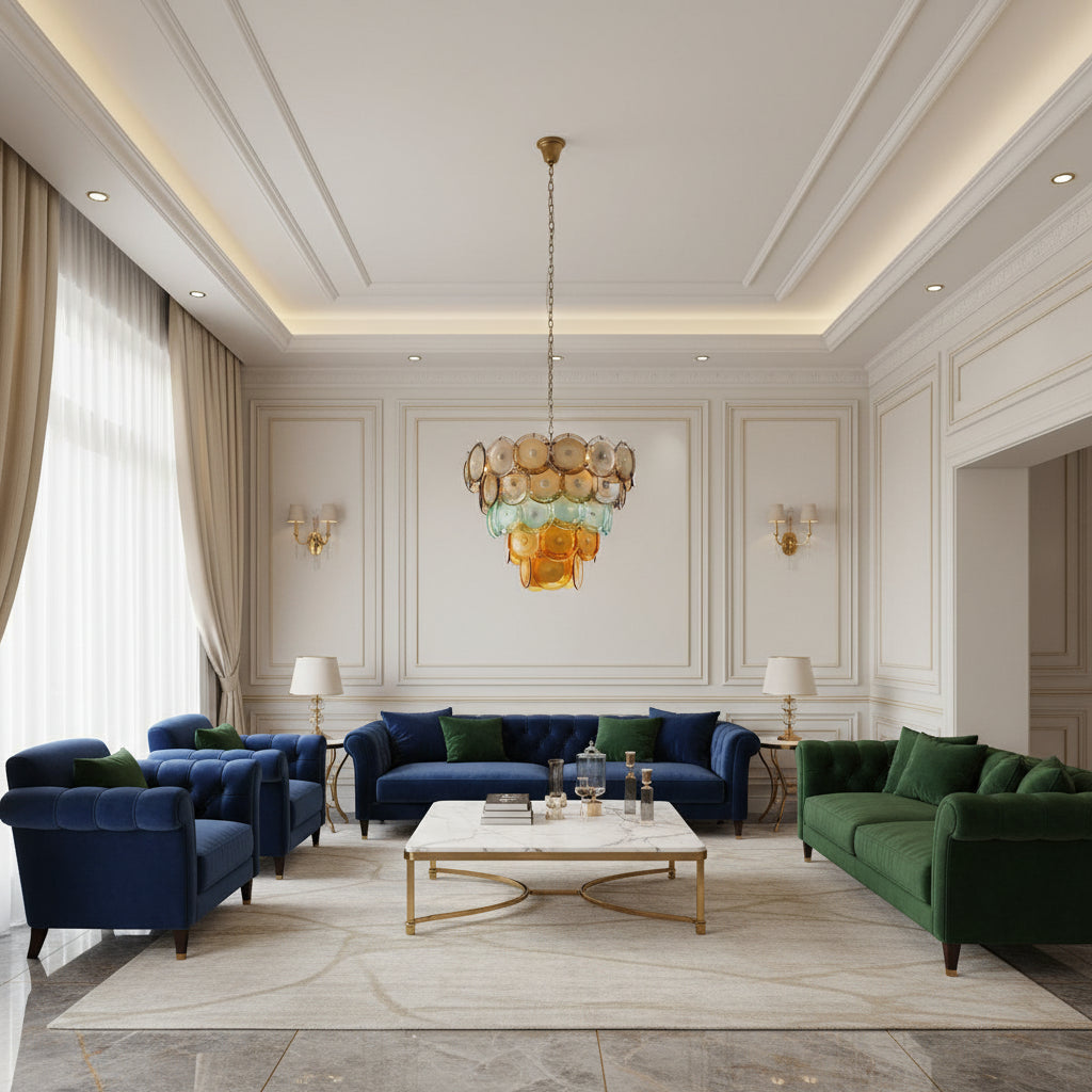 Aurora Disc Art Deco Crystal Chandelier