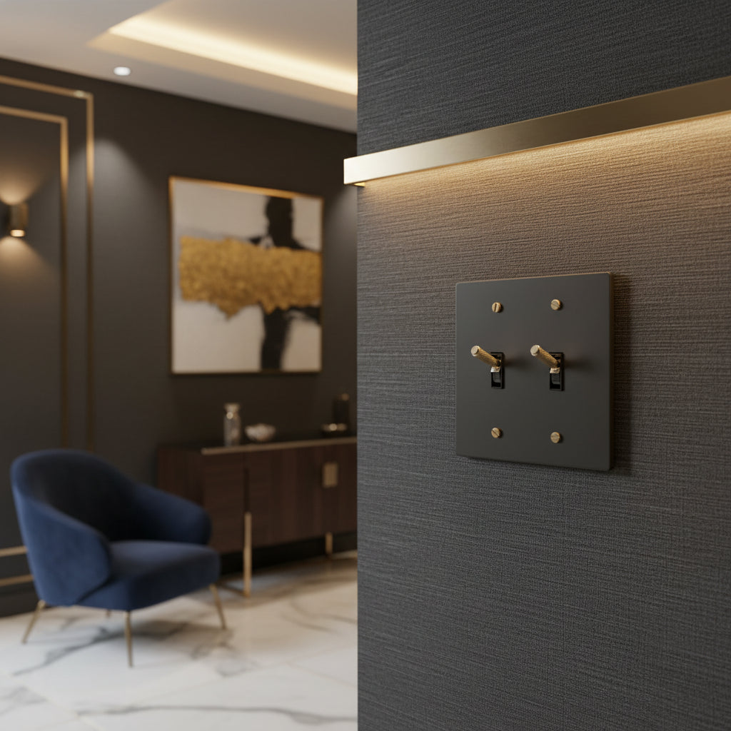 Black-Gold Brass Panel Plate Toggle