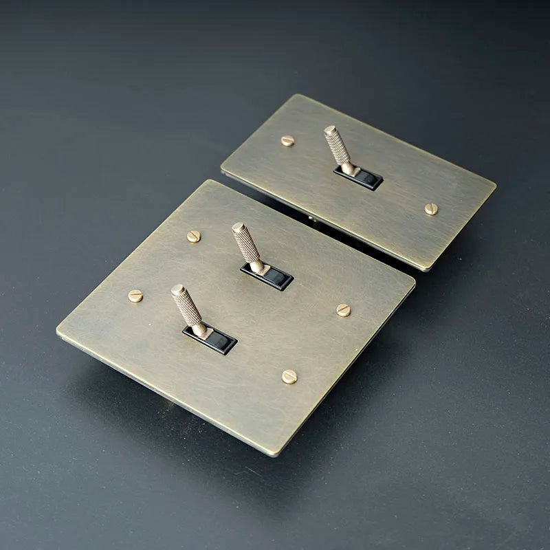  Solid Brass Light Switch 2-Gang