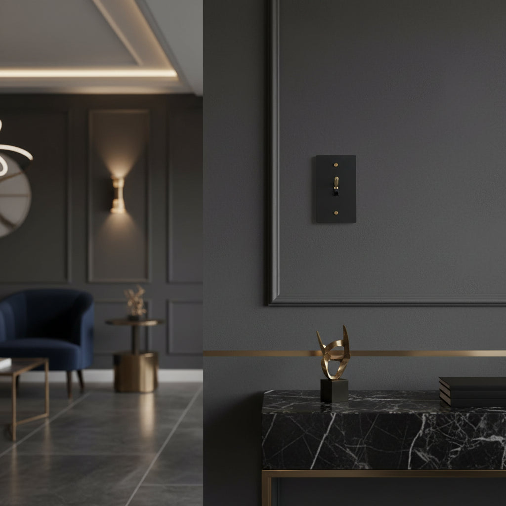 Black-Gold Brass Panel Plate Toggle