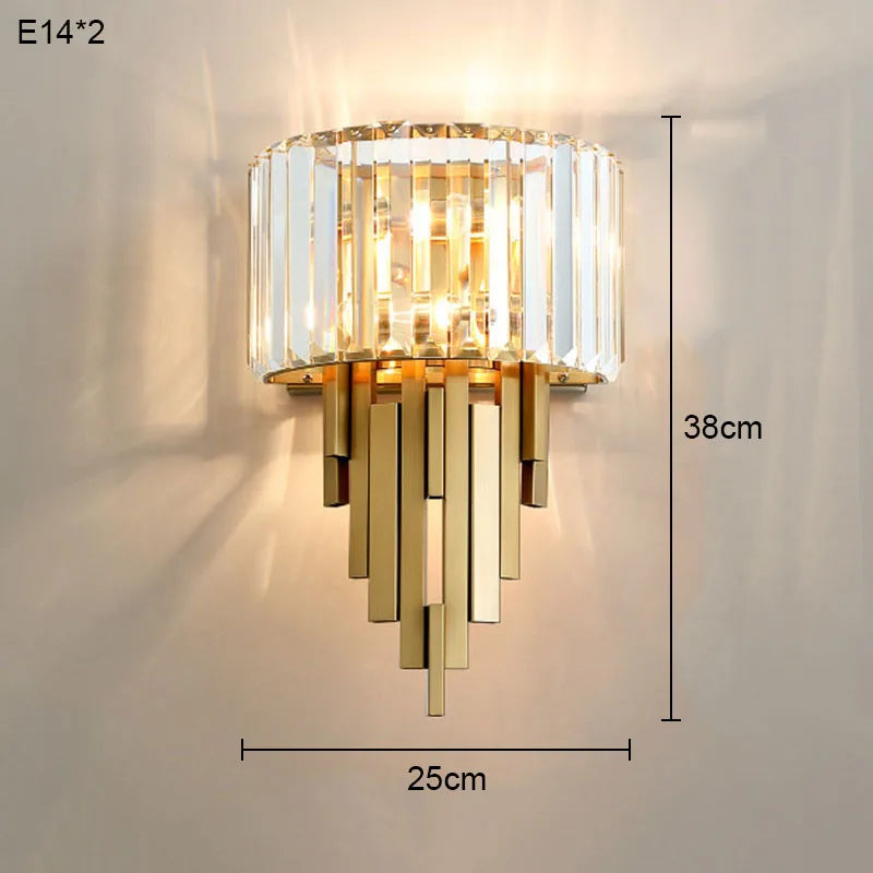 CRISTALLA Linear Crystal Gold Wall Sconce