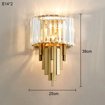 CRISTALLA Linear Crystal Gold Wall Sconce