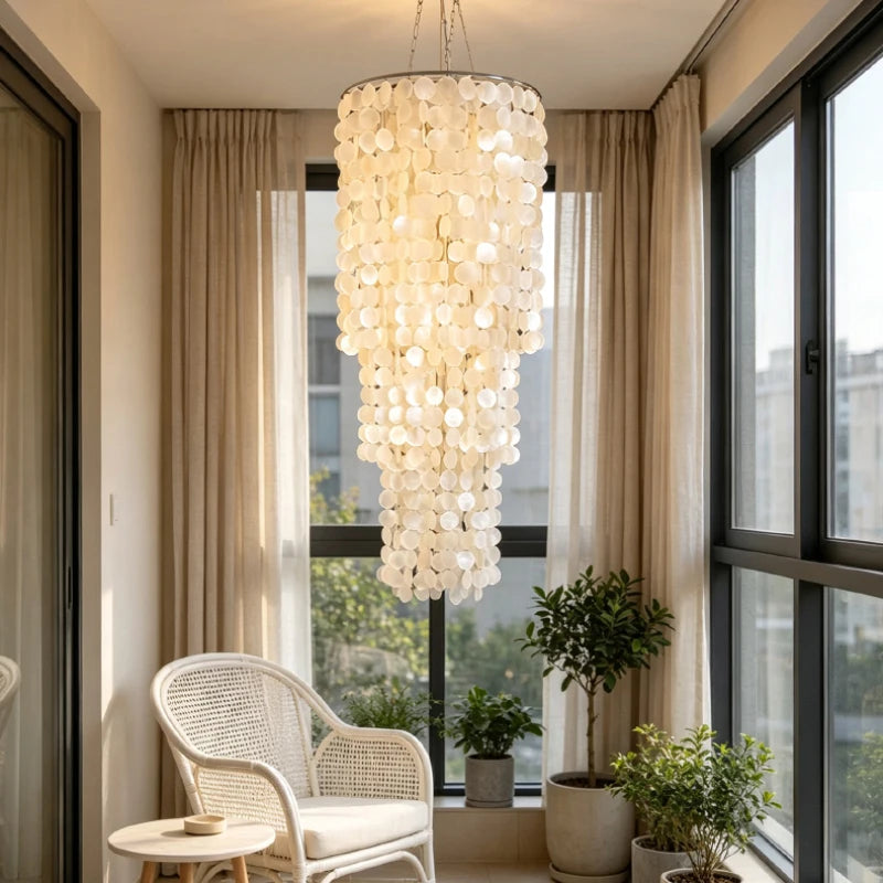 TELLINA Natural Shell 9-Light Chandelier