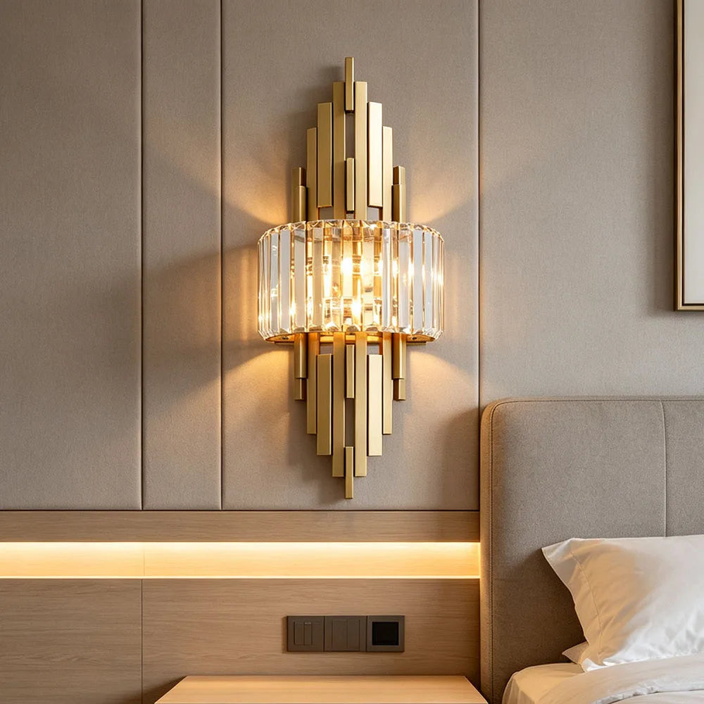 CRISTALLA Linear Crystal Gold Wall Sconce