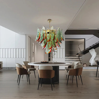 Aurora Leaf Art Glass Chandelier