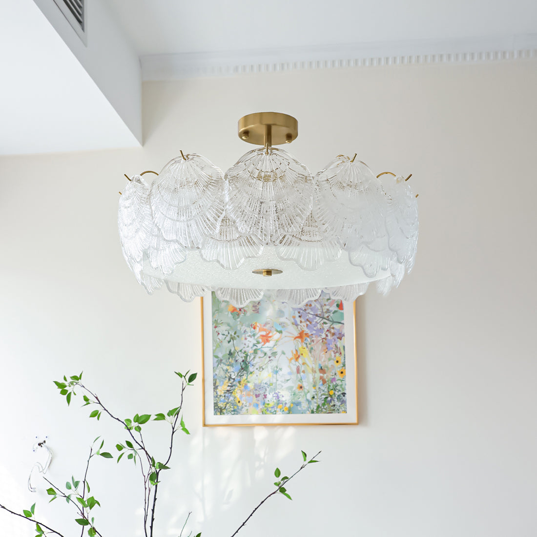 Shell Glass Flush Mount