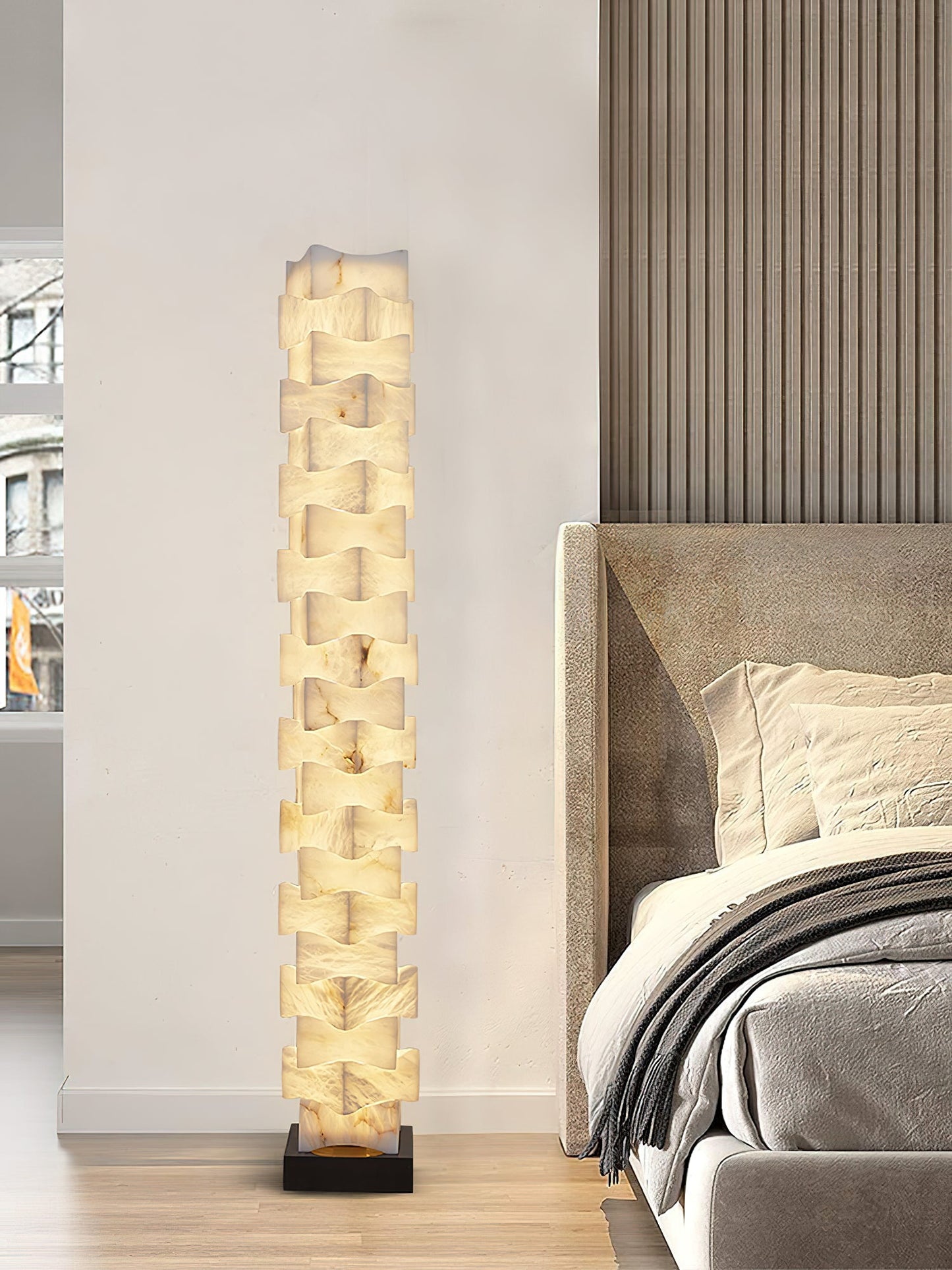 Luxury Stacked Alabaster Floor Lamp