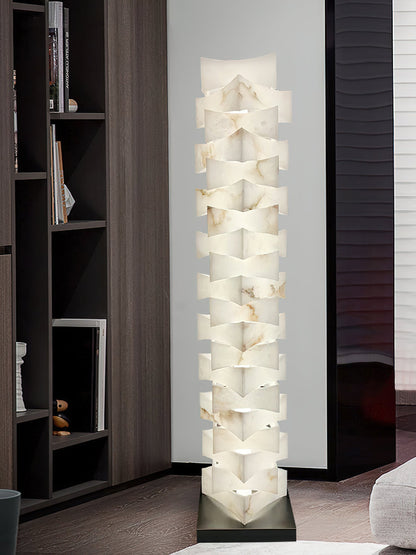 Luxury Stacked Alabaster Floor Lamp