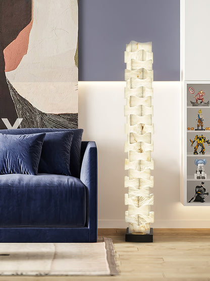 Luxury Stacked Alabaster Floor Lamp