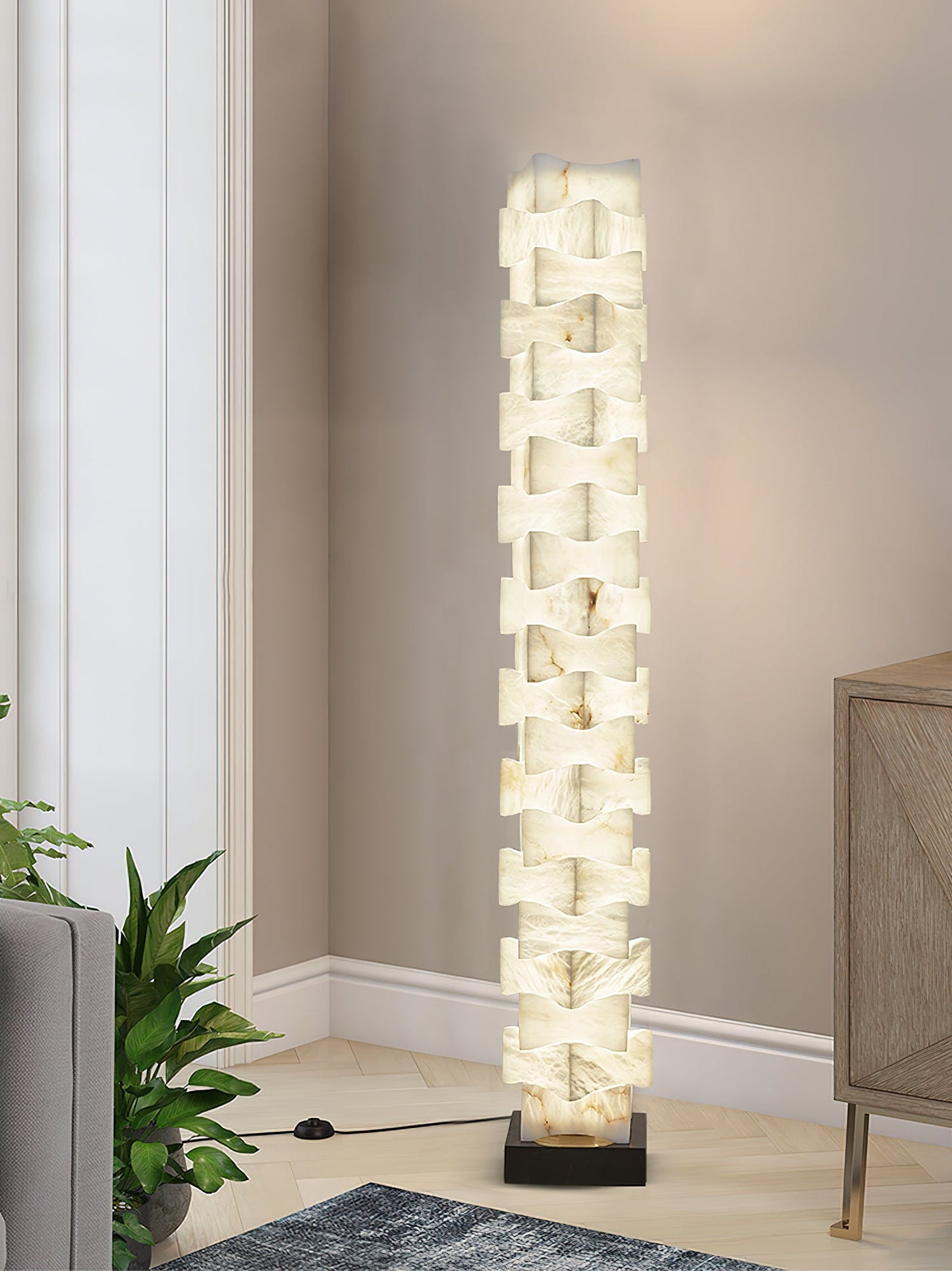 Luxury Stacked Alabaster Floor Lamp
