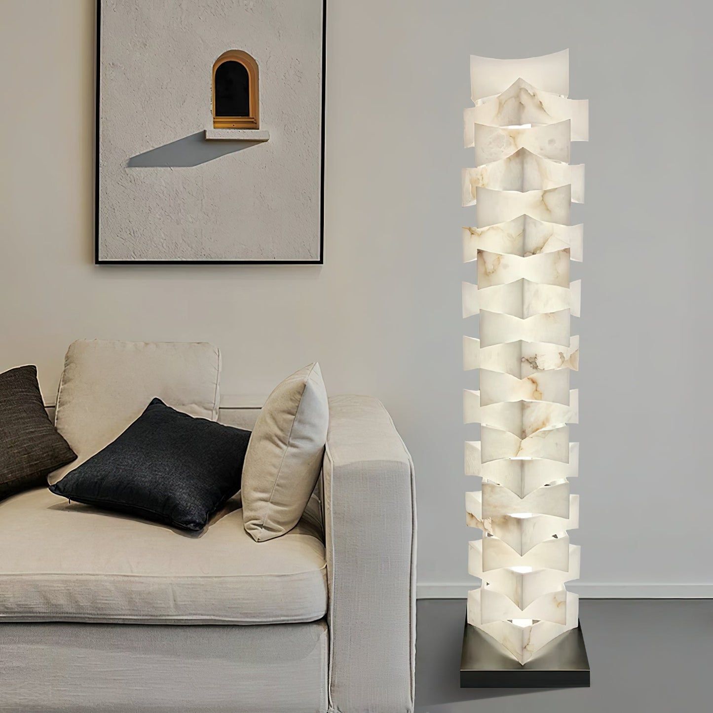 Luxury Stacked Alabaster Floor Lamp