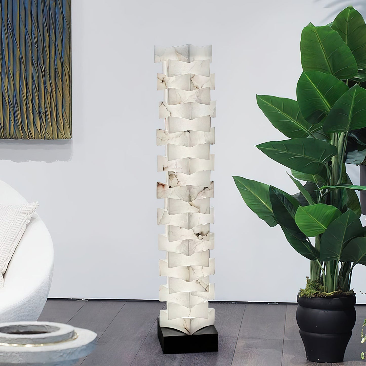 Luxury Stacked Alabaster Floor Lamp