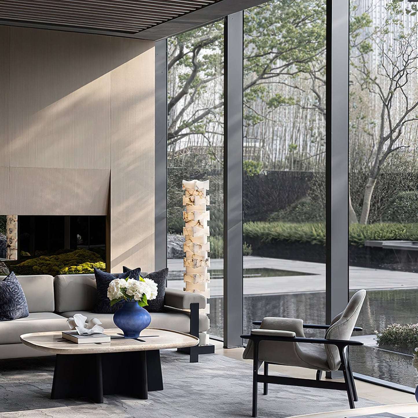 Luxury Stacked Alabaster Floor Lamp
