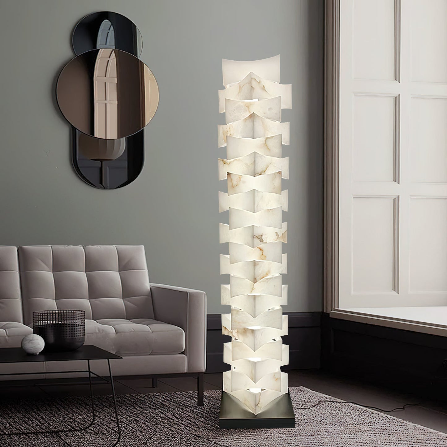 Luxury Stacked Alabaster Floor Lamp