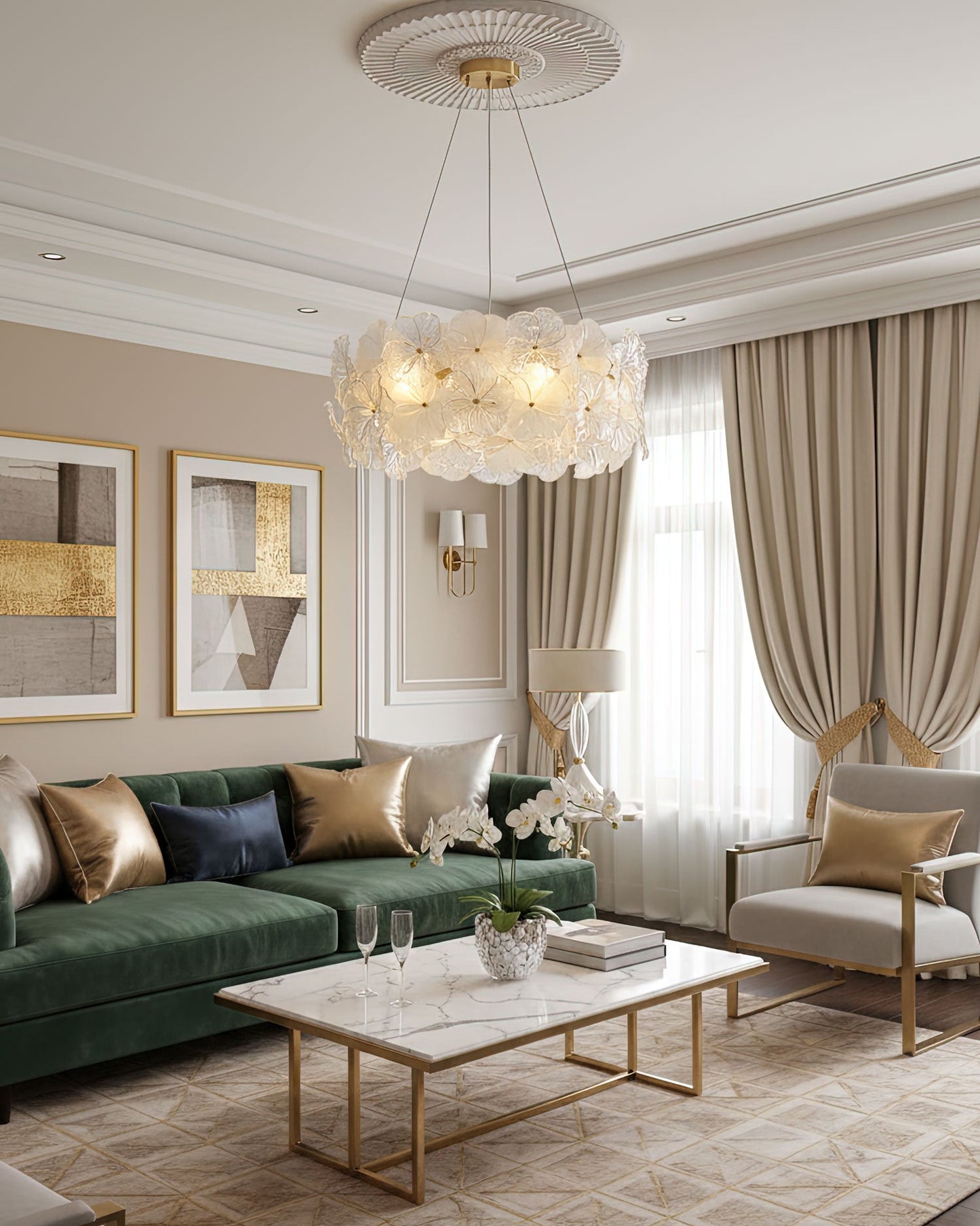 Valery Floral Glass Chandelier