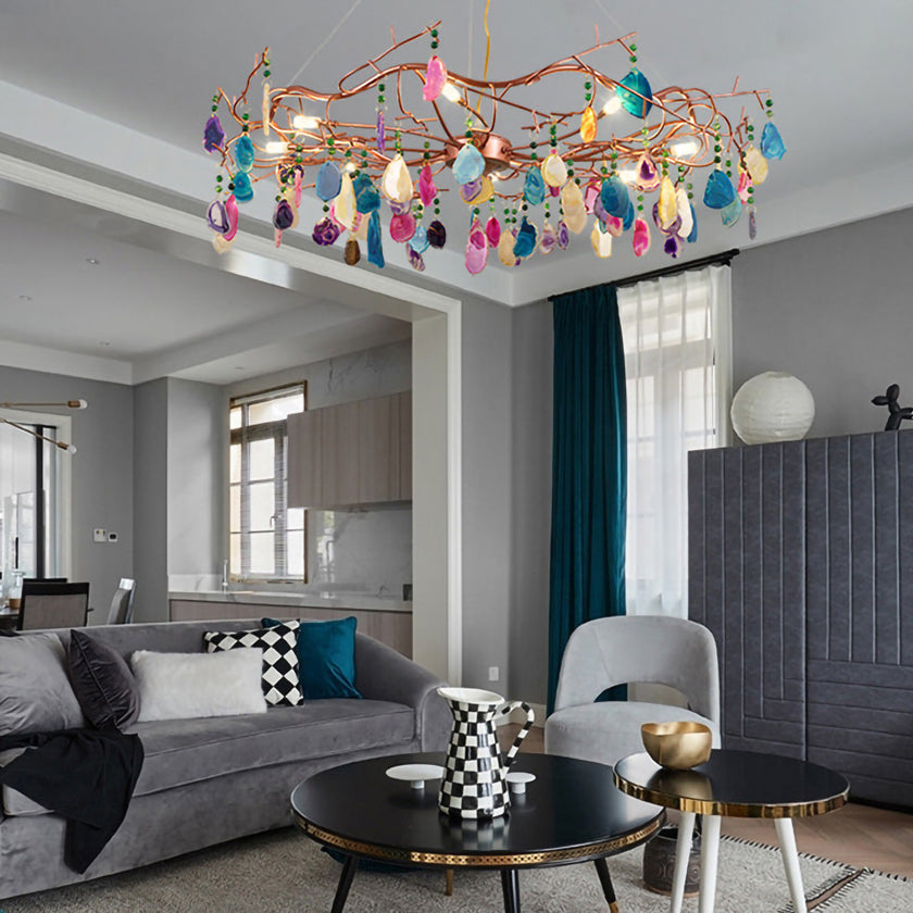 CALCEDONIA Agate Slice Ring Chandelier