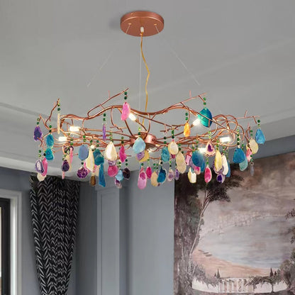 CALCEDONIA Agate Slice Ring Chandelier