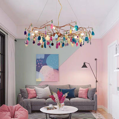 CALCEDONIA Agate Slice Ring Chandelier