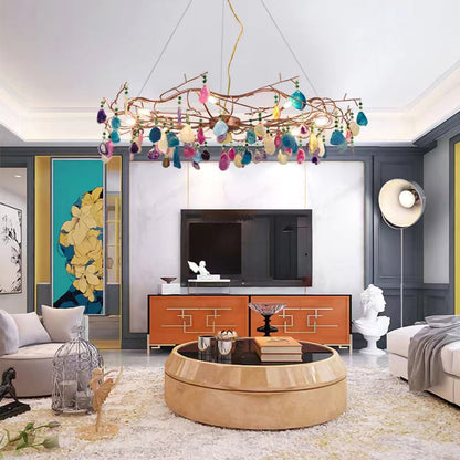 CALCEDONIA Agate Slice Ring Chandelier