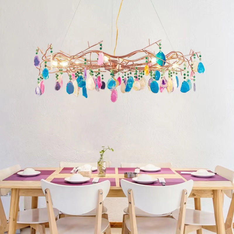 CALCEDONIA Agate Slice Ring Chandelier