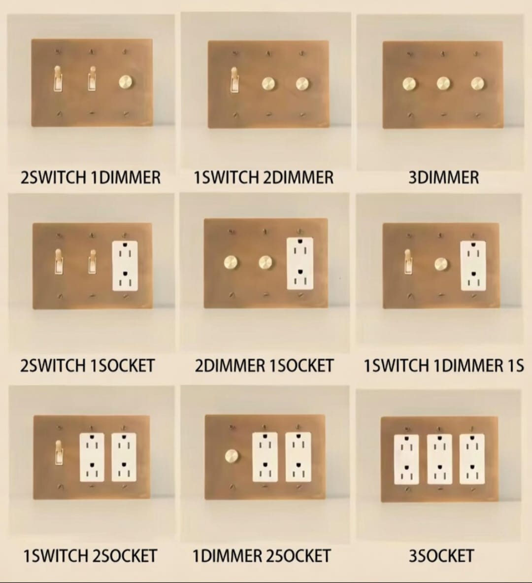 Brass Light Switch 3 Gang