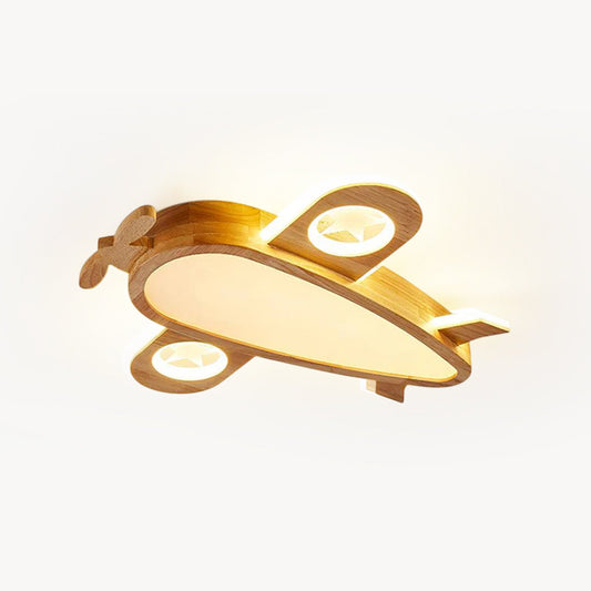 Wood Airplane Ceiling Lamp