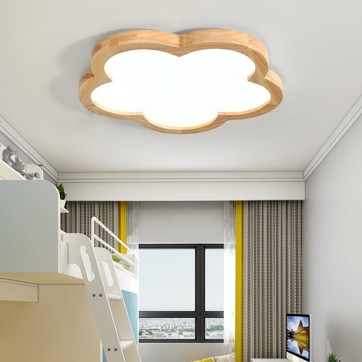 Wooden Flowers Ceiling Lamp