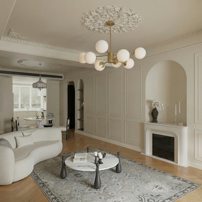 MOLECOLA Brass & Opal Glass Sputnik Chandelier