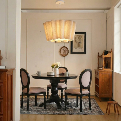 Modern Wavy Linen Drum Pendant Light - Nordic Ruffled Fabric Chandelier
