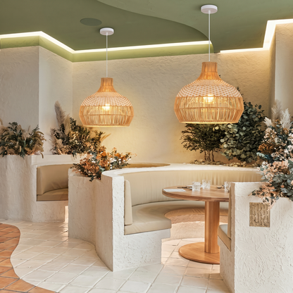 White Rattan Pendant Light Woven Rattan Lampshade